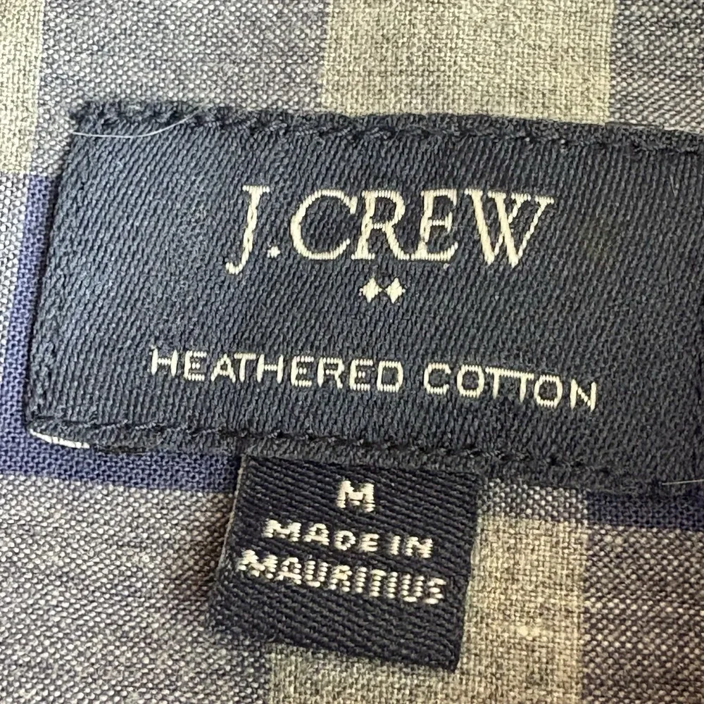 J. Crew Shirt Mens M Blue Gray Gingham Button Classic Preppy Minimalist Academia